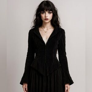 Anett Rostel Black Velvet Jacket Medium Whimsigoth Goth Fairy Victorian Romantic